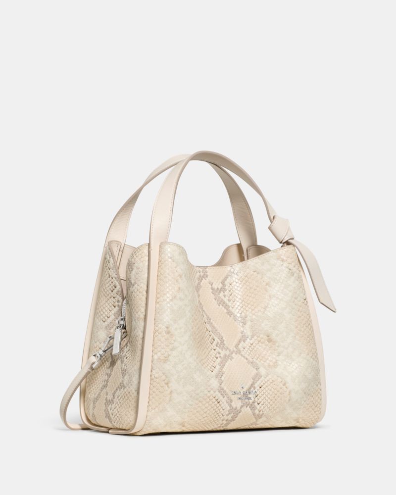 KateSpade Knott Snake Embossed Carryall Bag Natural Multi
