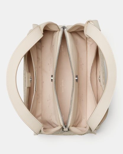 KateSpade Knott Snake Embossed Carryall Bag Natural Multi