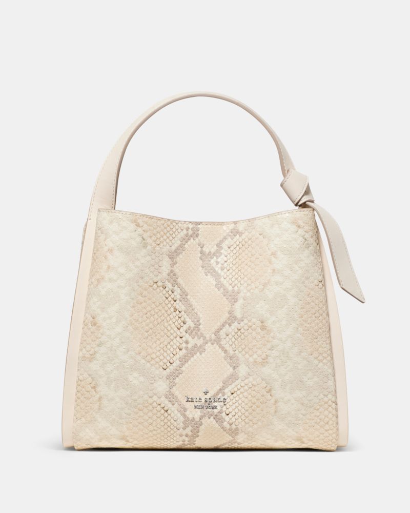KateSpade Knott Snake Embossed Carryall Bag Natural Multi