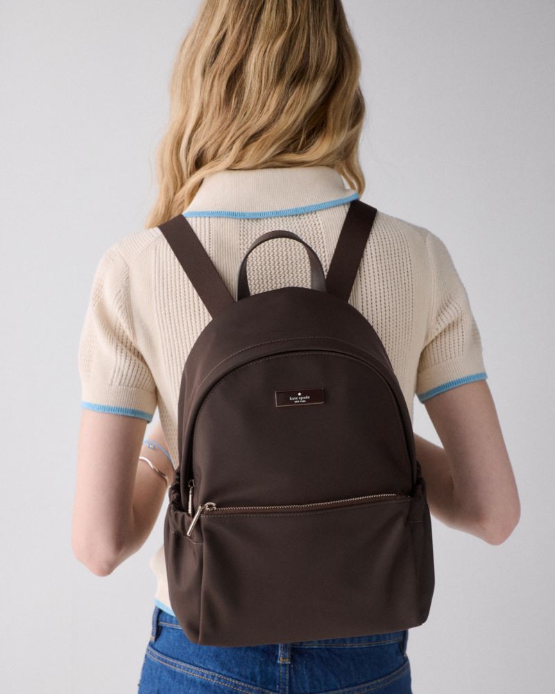 KateSpade Carter Nylon Dome Backpack Hot Fudge