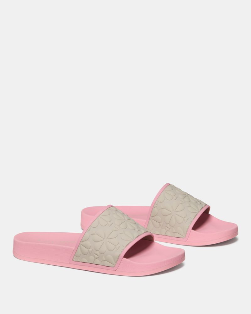 Katespade Spade Flower Pool Slide Dark Beige Grapefruit Soda