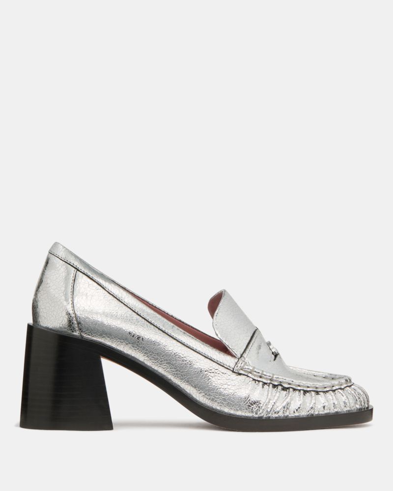 Katespade Penni Heeled Loafer Silver