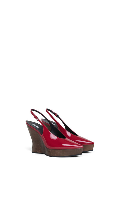 Alaïa Clogs Wedge Slingbacks In Patent Calfskin