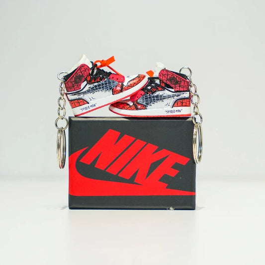 3D Sneaker Keychain With Box - AJ1 Spiderman Anime Inspired