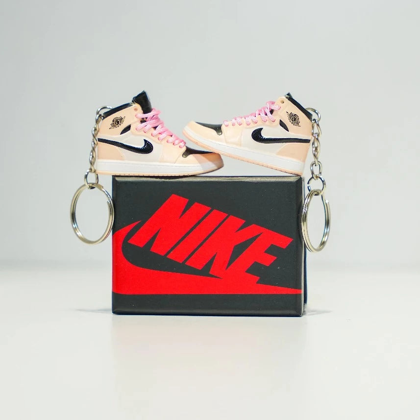 3D Sneaker Keychain With Box - AJ1 Mid Crimson Pink