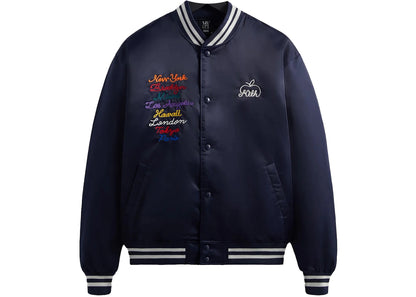 kith new york to the world satin bomber jacket nocturnal