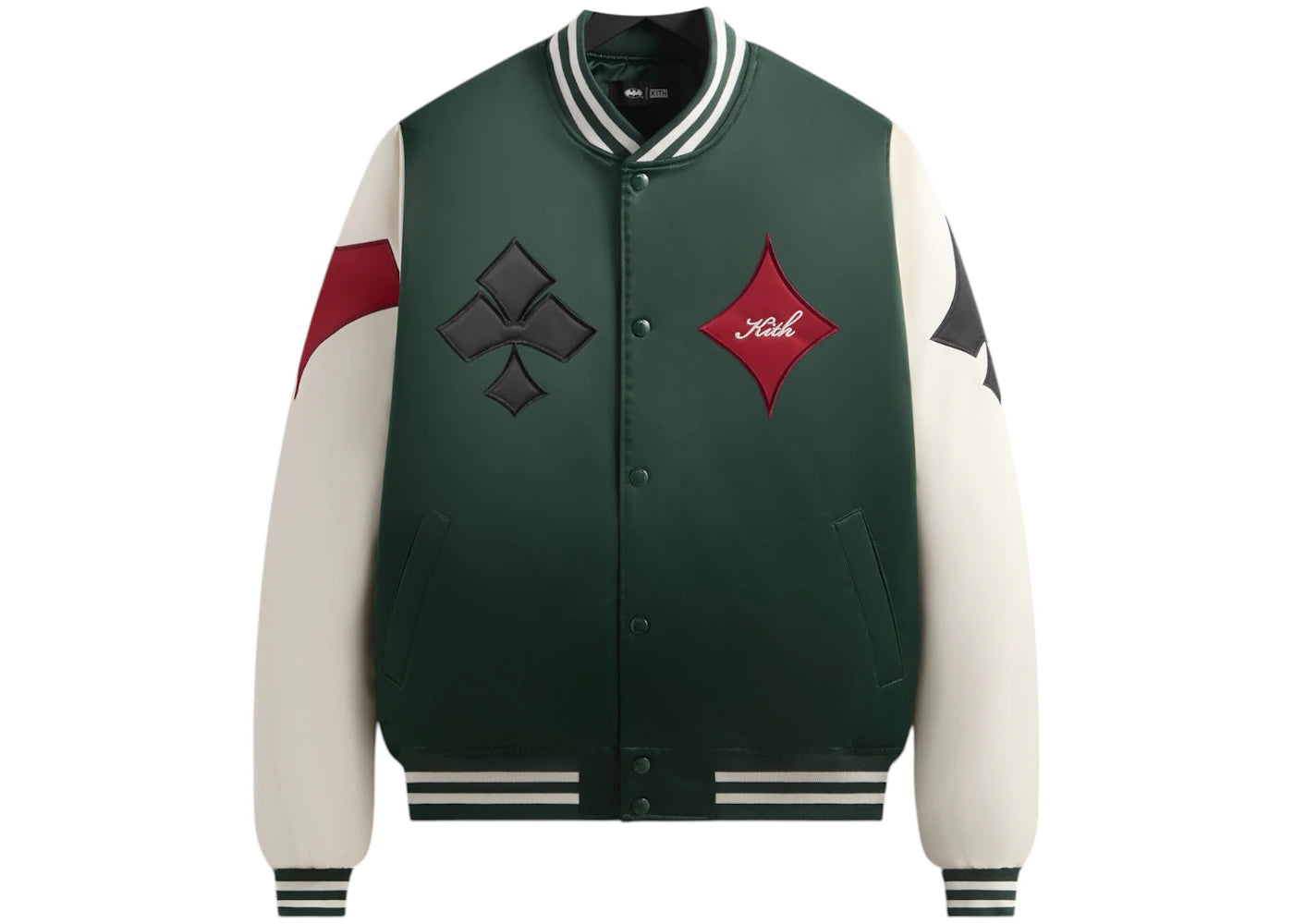 kith x batman joker satin bomber jacket ivy green