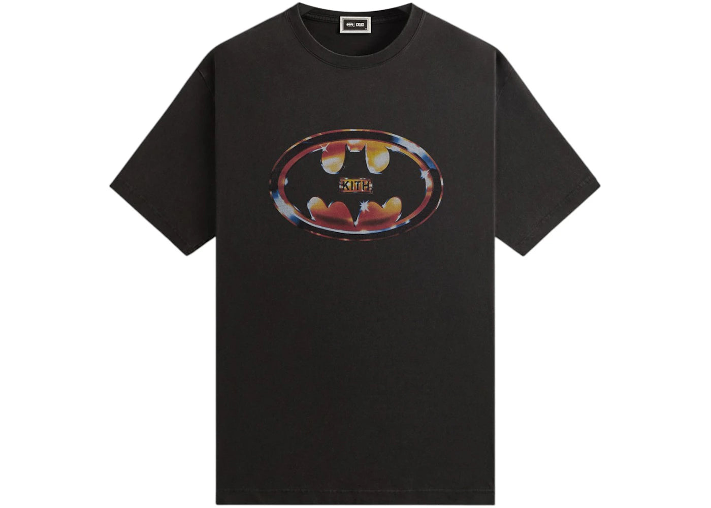 kith x batman logo vintage tee black