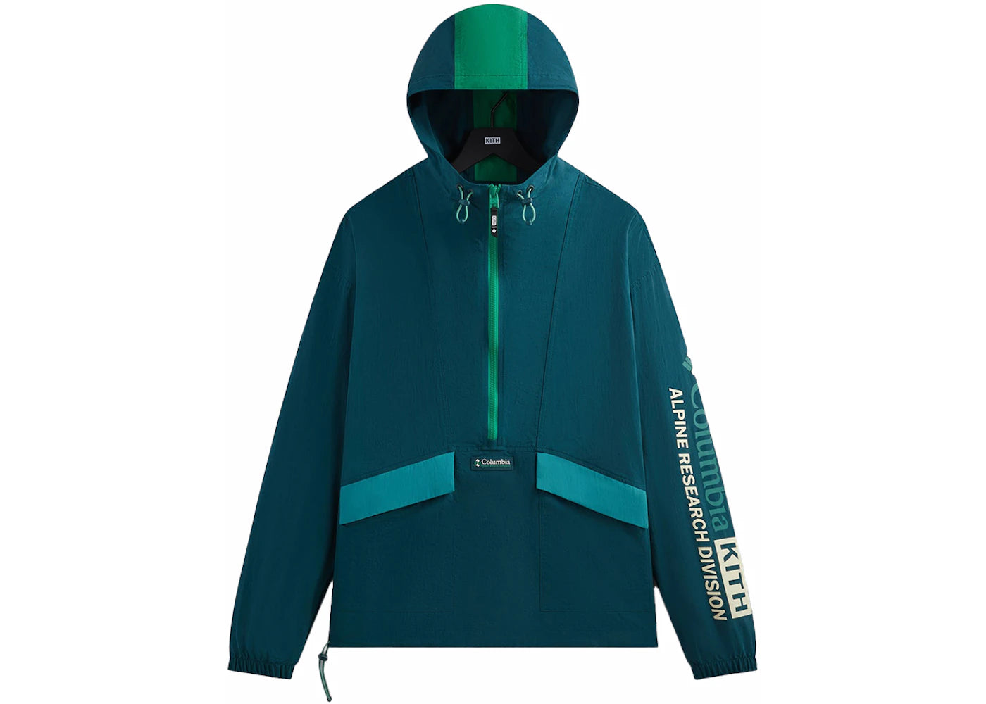 kith x columbia wind anorak midnight teal