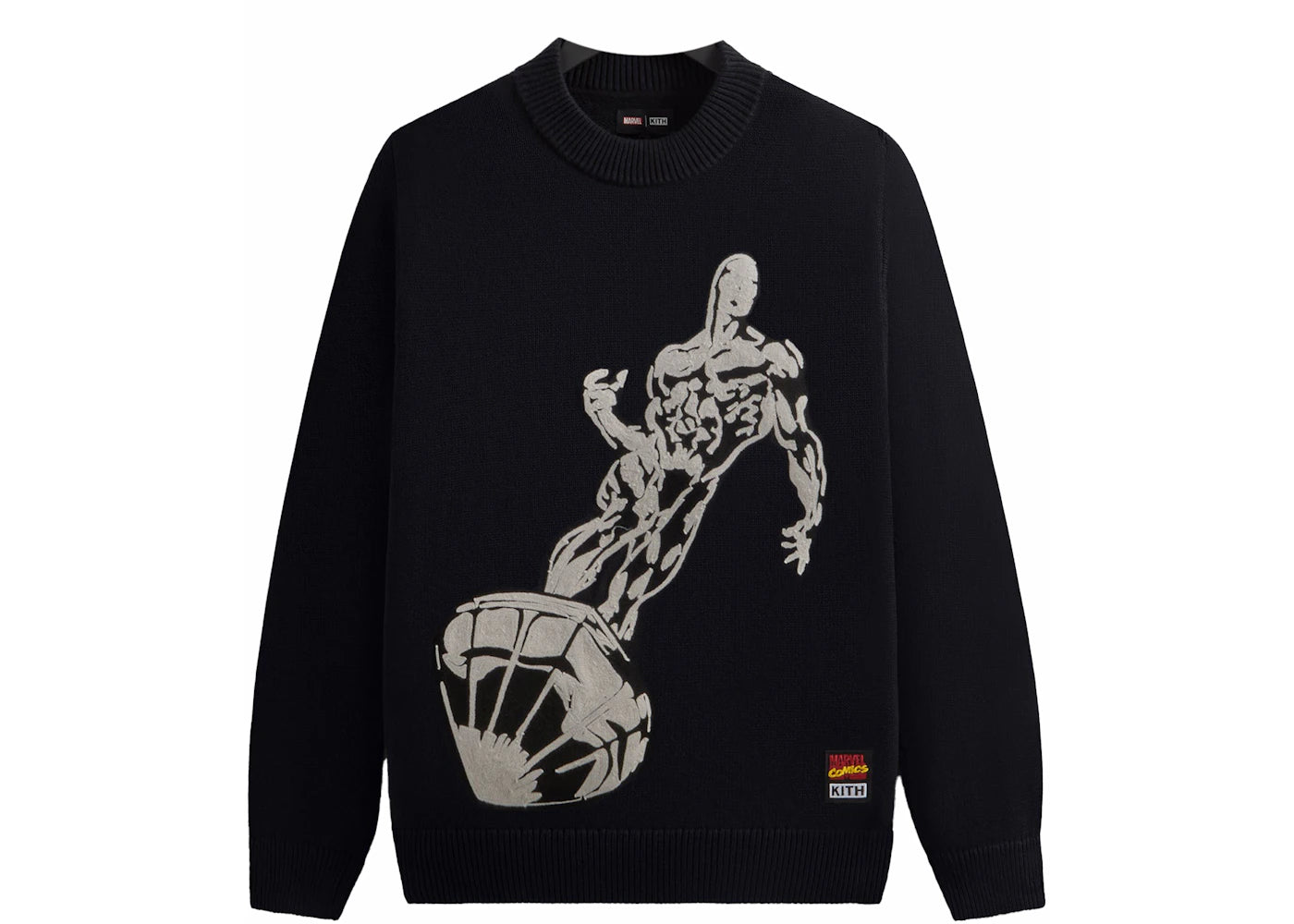 kith x marvel silver surfer lewis crewneck sweater black