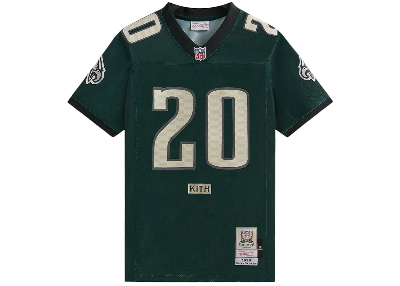 kith x mitchell & ness nfl brian dawkins jersey pea green