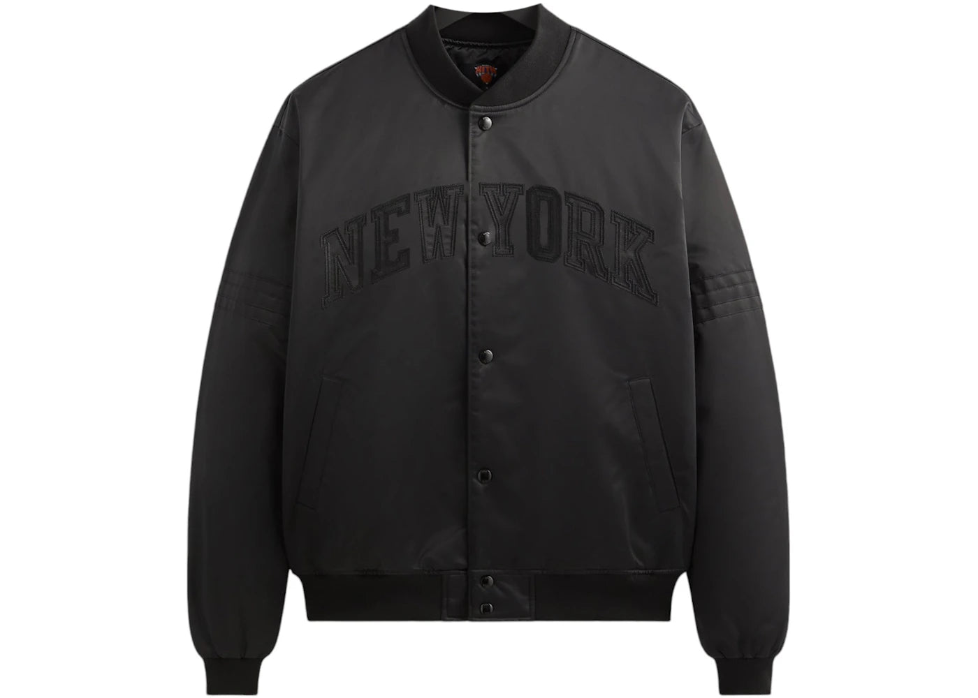 kith x new york knicks ball satin bomber jacket black