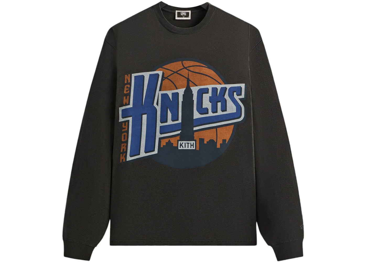 kith x new york knicks city vintage long sleeve tee black