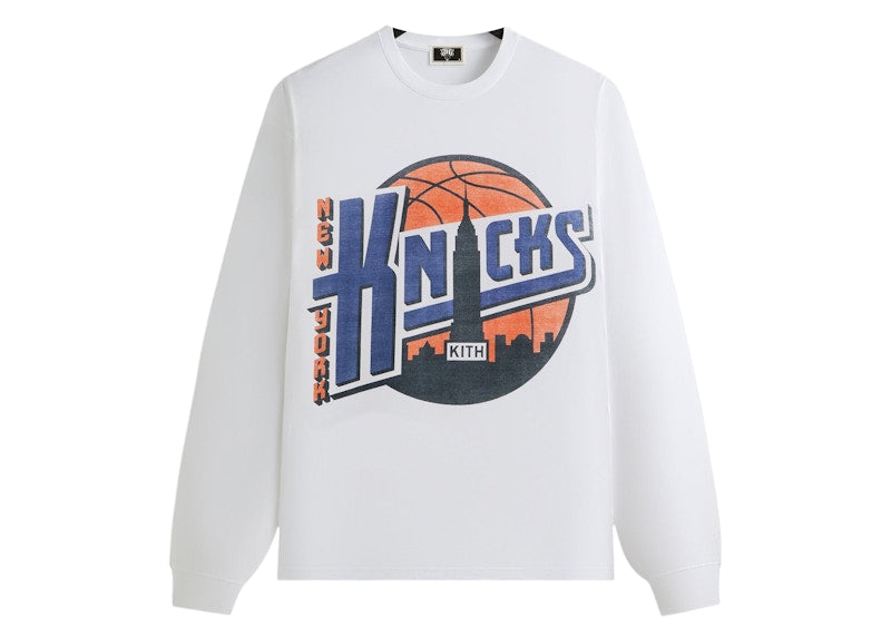 Kith X New York Knicks City Vintage Long Sleeve Tee White