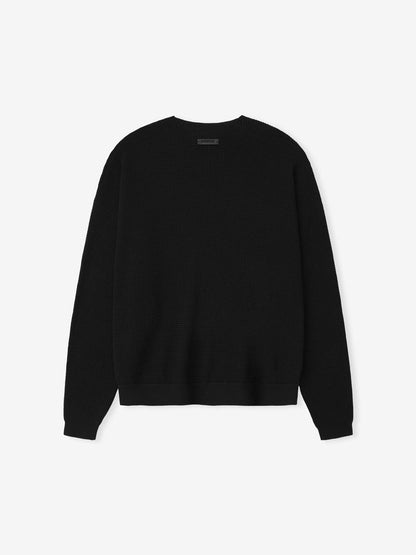 Essentials Waffle Crewneck 90S Sweater Vintage Black