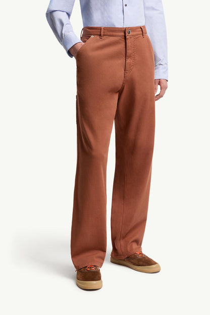 Moncler Cargo Cotton Blend Gabardine Pants Red Brown Red Brown