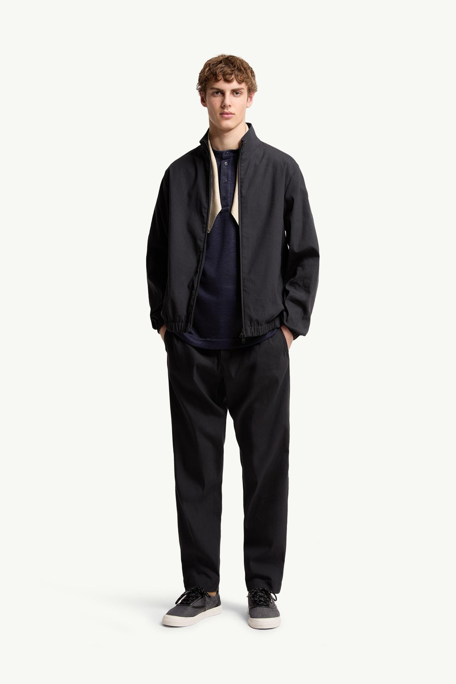 Moncler Technical Linen Blend Pants Navy Blue Navy Blue