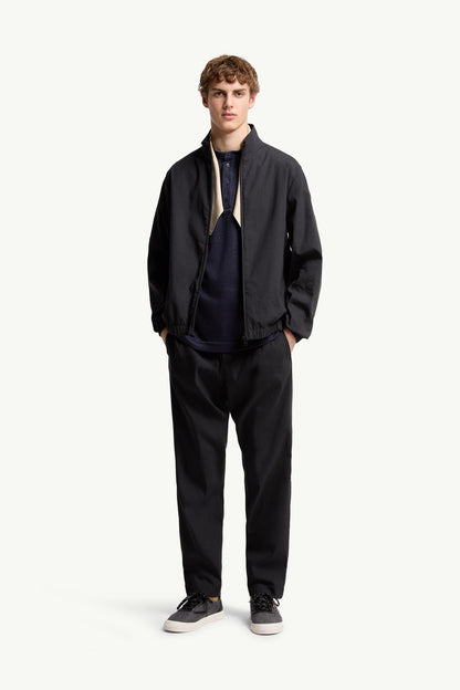 Moncler Technical Linen Blend Pants Navy Blue Navy Blue