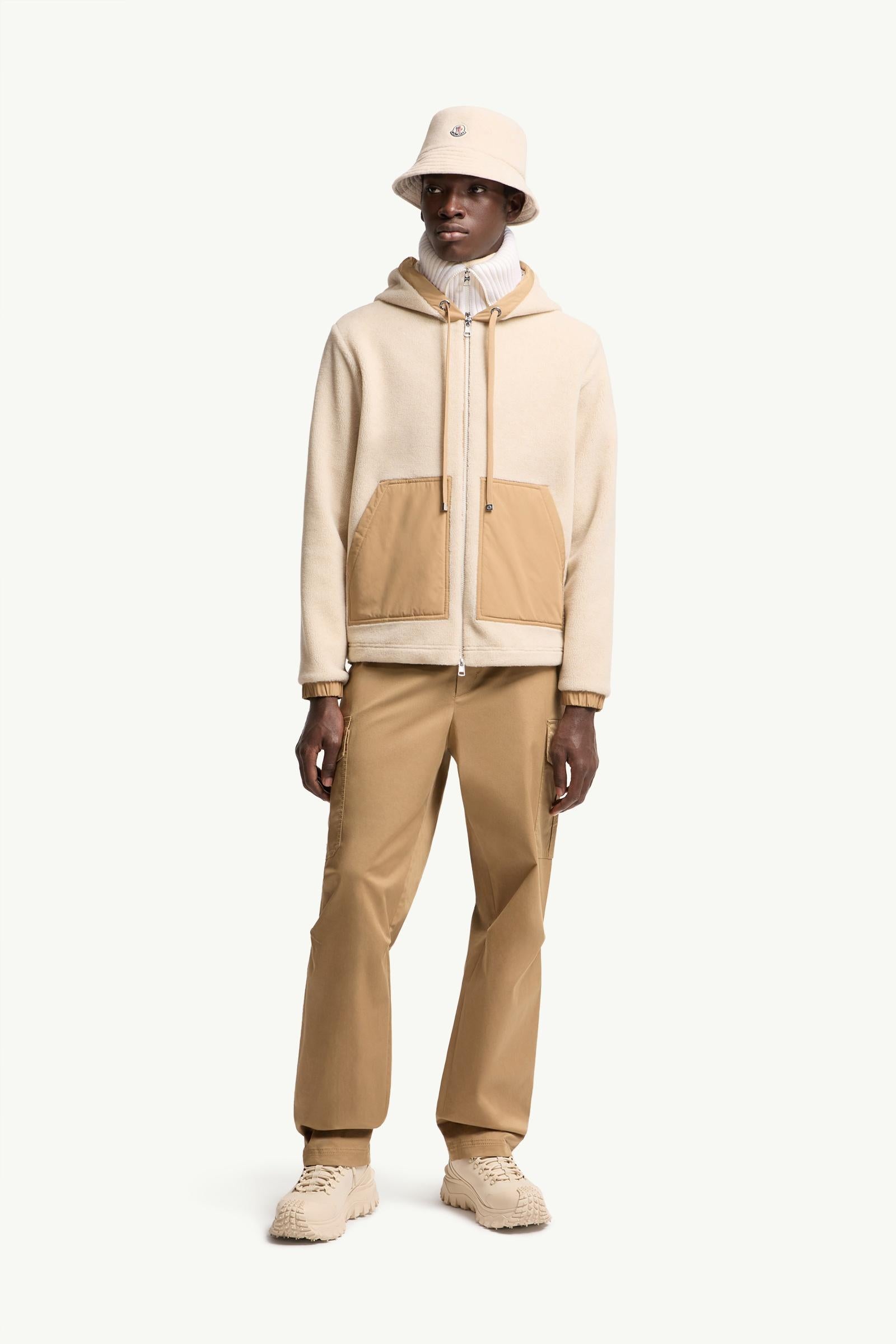 Moncler Cargo Cotton Blend Gabardine Pants Beige Beige