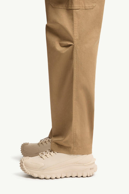 Moncler Cargo Cotton Blend Gabardine Pants Beige Beige