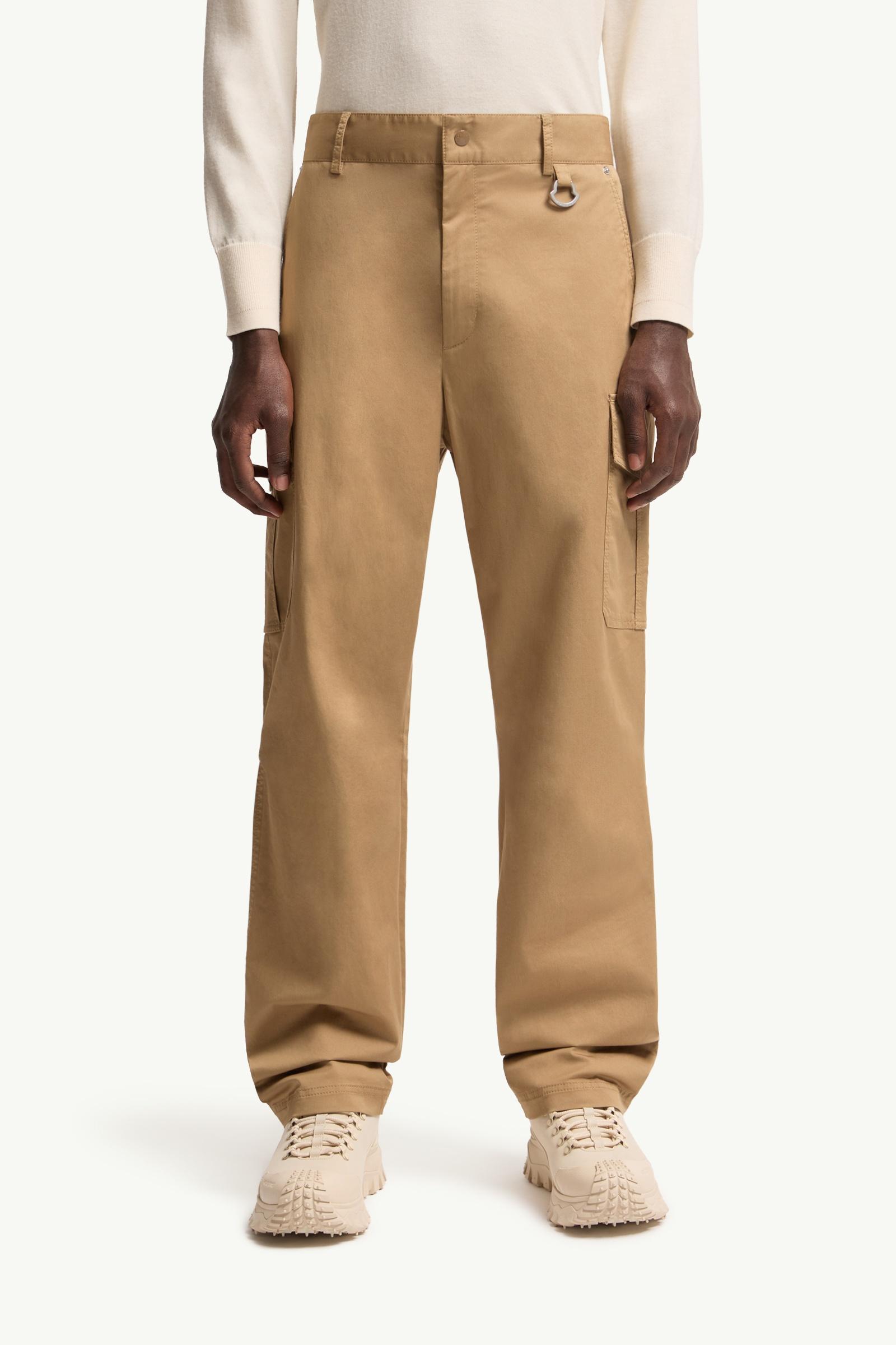 Moncler Cargo Cotton Blend Gabardine Pants Beige Beige