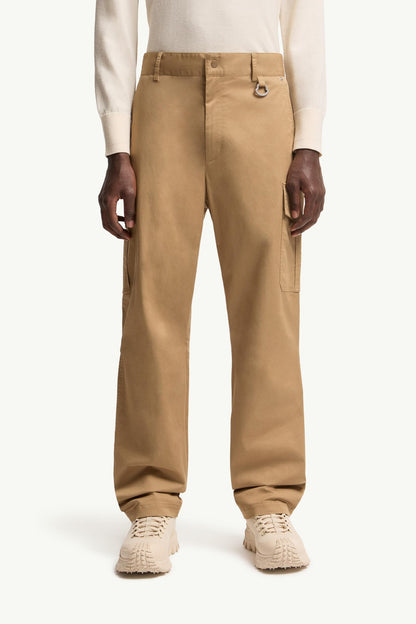 Moncler Cargo Cotton Blend Gabardine Pants Beige Beige