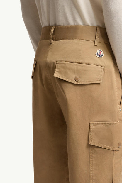 Moncler Cargo Cotton Blend Gabardine Pants Beige Beige