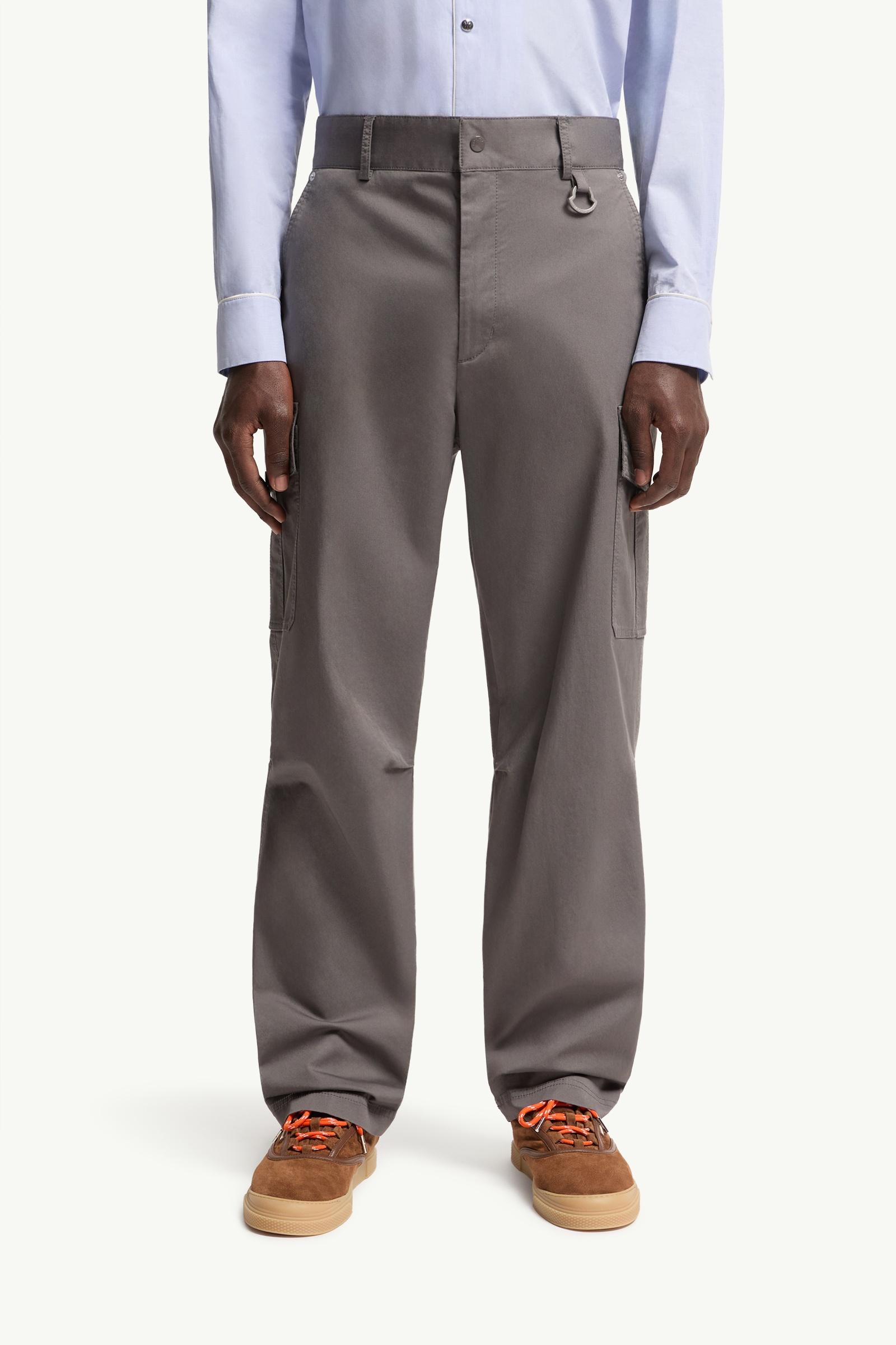Moncler Cargo Cotton Blend Gabardine Pants Grey Grey