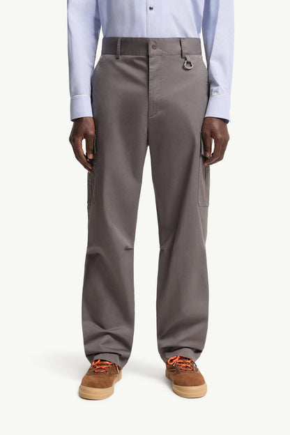 Moncler Cargo Cotton Blend Gabardine Pants Grey Grey