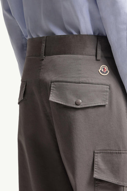 Moncler Cargo Cotton Blend Gabardine Pants Grey Grey