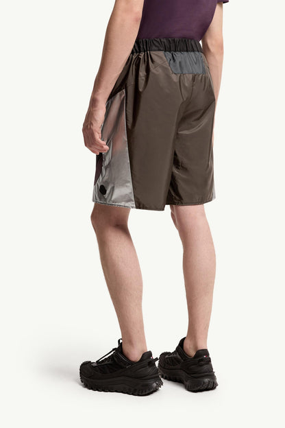 Moncler Geometric Pattern Shorts Silver Silver