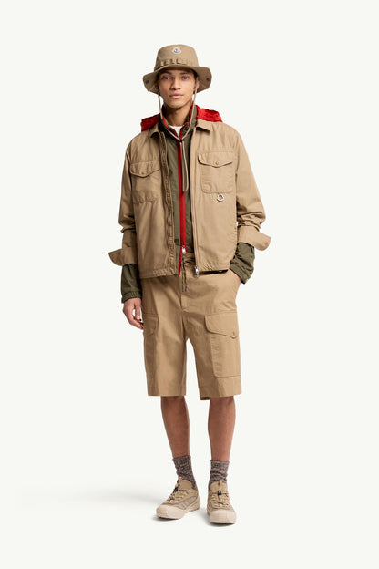 Moncler Cotton Poplin Cargo Shorts Beige Beige