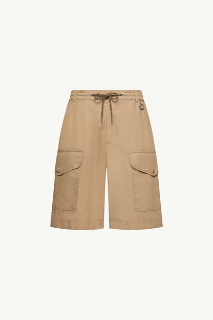 Moncler Cotton Poplin Cargo Shorts Beige Beige