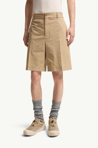 Moncler Seersucker Shorts Light Beige Light Beige