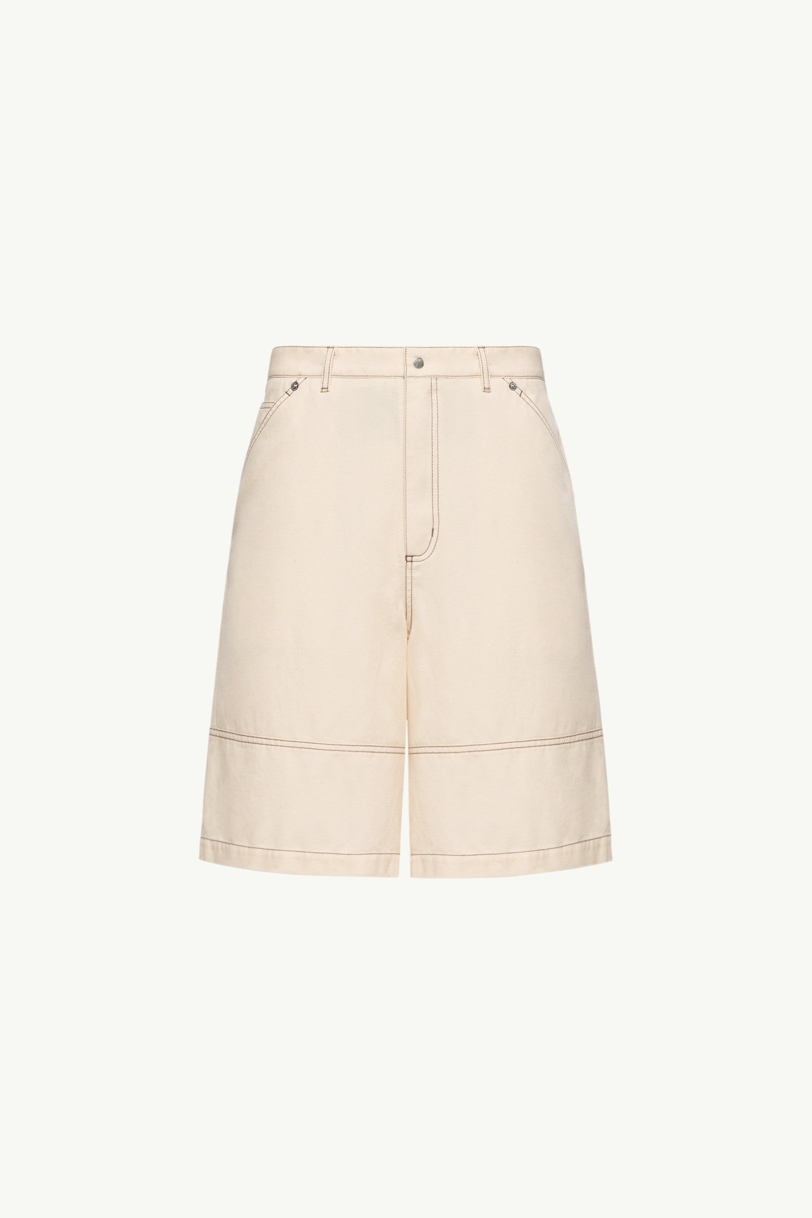 Moncler Linen & Cotton Gabardine Cargo Shorts White Ivory White Ivory