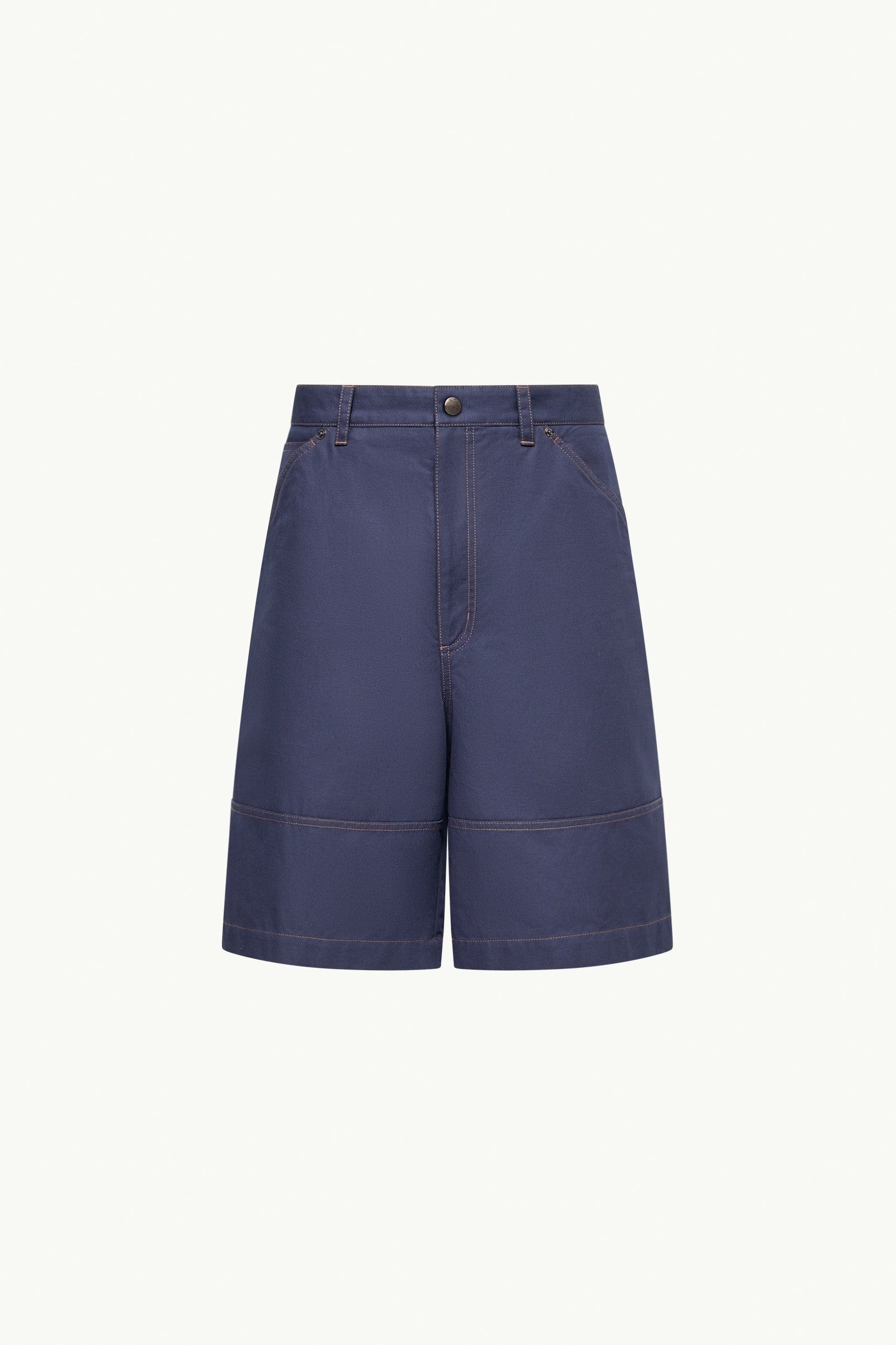 Moncler Linen & Cotton Gabardine Cargo Shorts Navy Blue Navy Blue