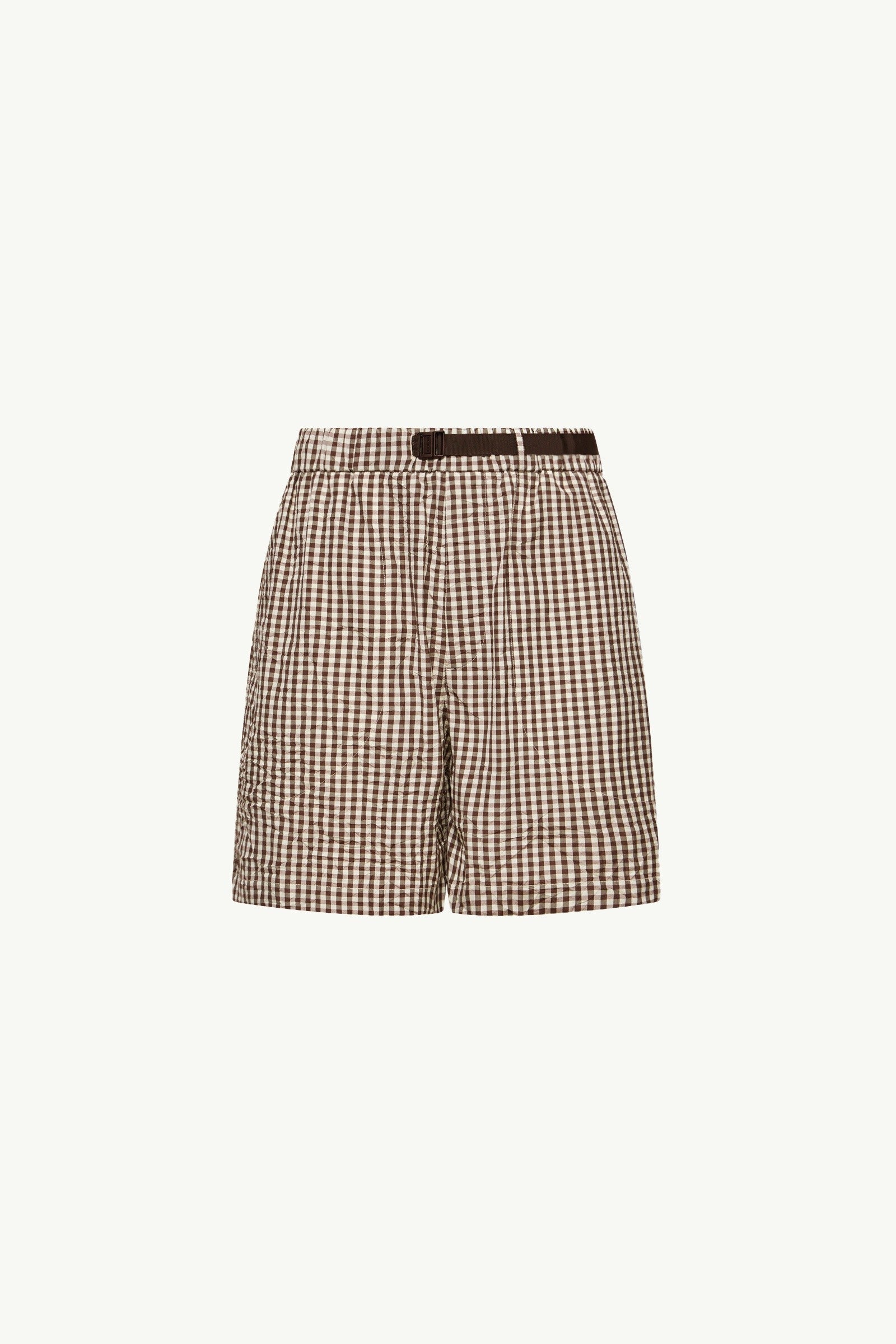 Moncler Vichy Cotton Blend Shorts White & Brown White & Brown