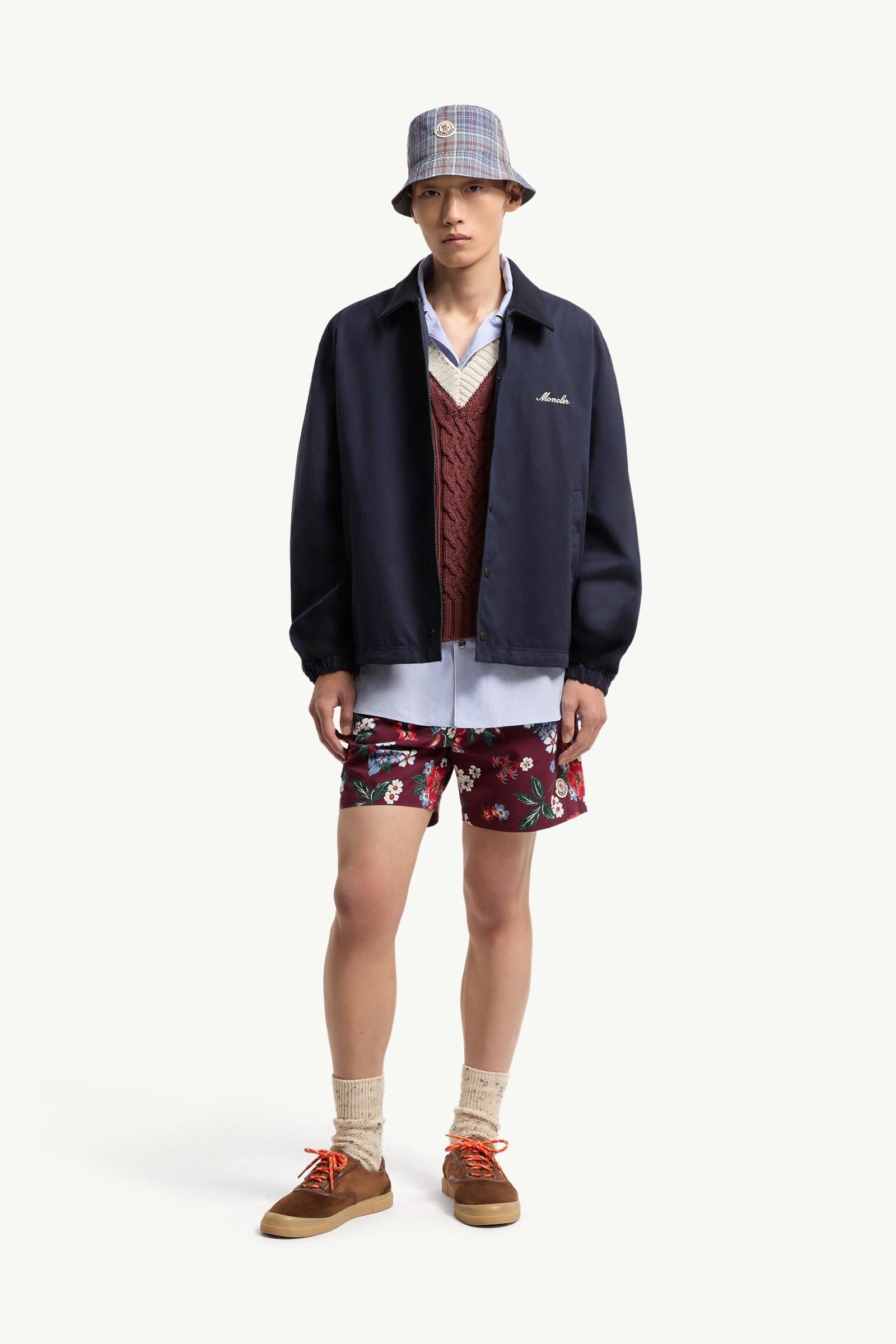 Moncler Floral Print Swim Shorts Burgundy Burgundy