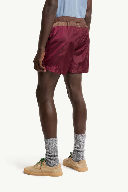 Moncler Contrast Swim Shorts Burgundy Burgundy