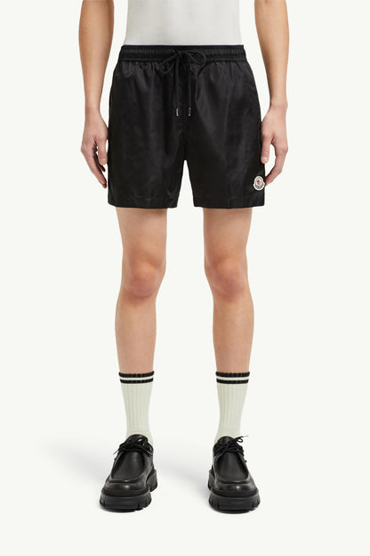 Moncler Logo Patch Swim Shorts Black Black