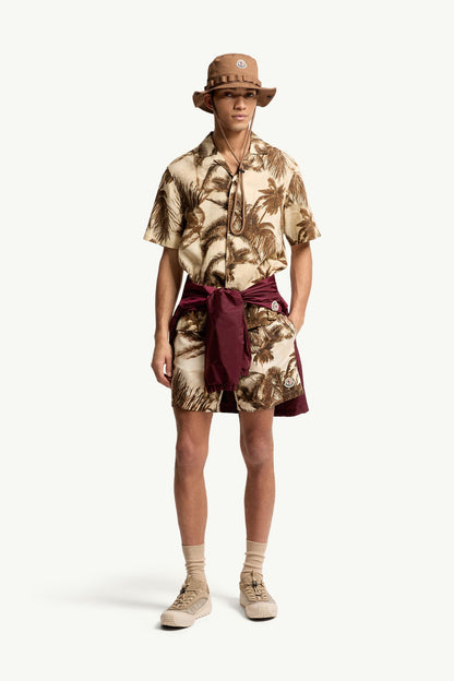 Moncler Patterned Swim Shorts Beige & Green Beige & Green