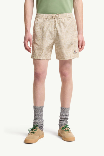 Moncler Paisley Print Swim Shorts Light Beige Light Beige