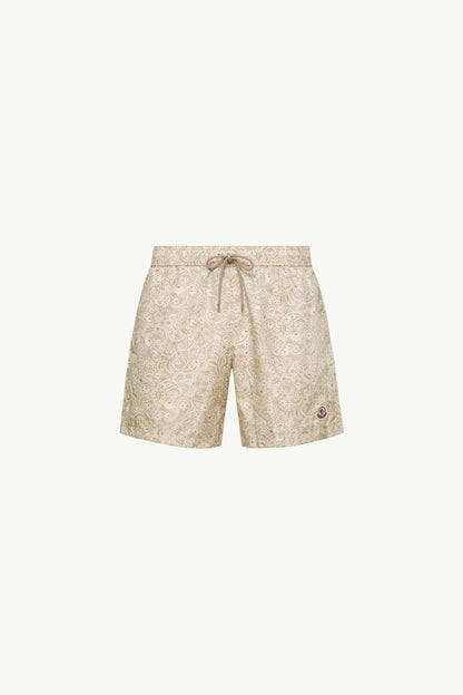 Moncler Paisley Print Swim Shorts Light Beige Light Beige
