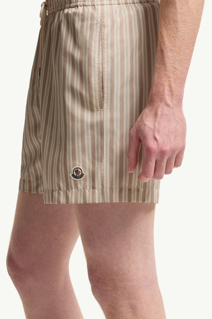 Moncler Striped Swim Shorts Light Beige Light Beige