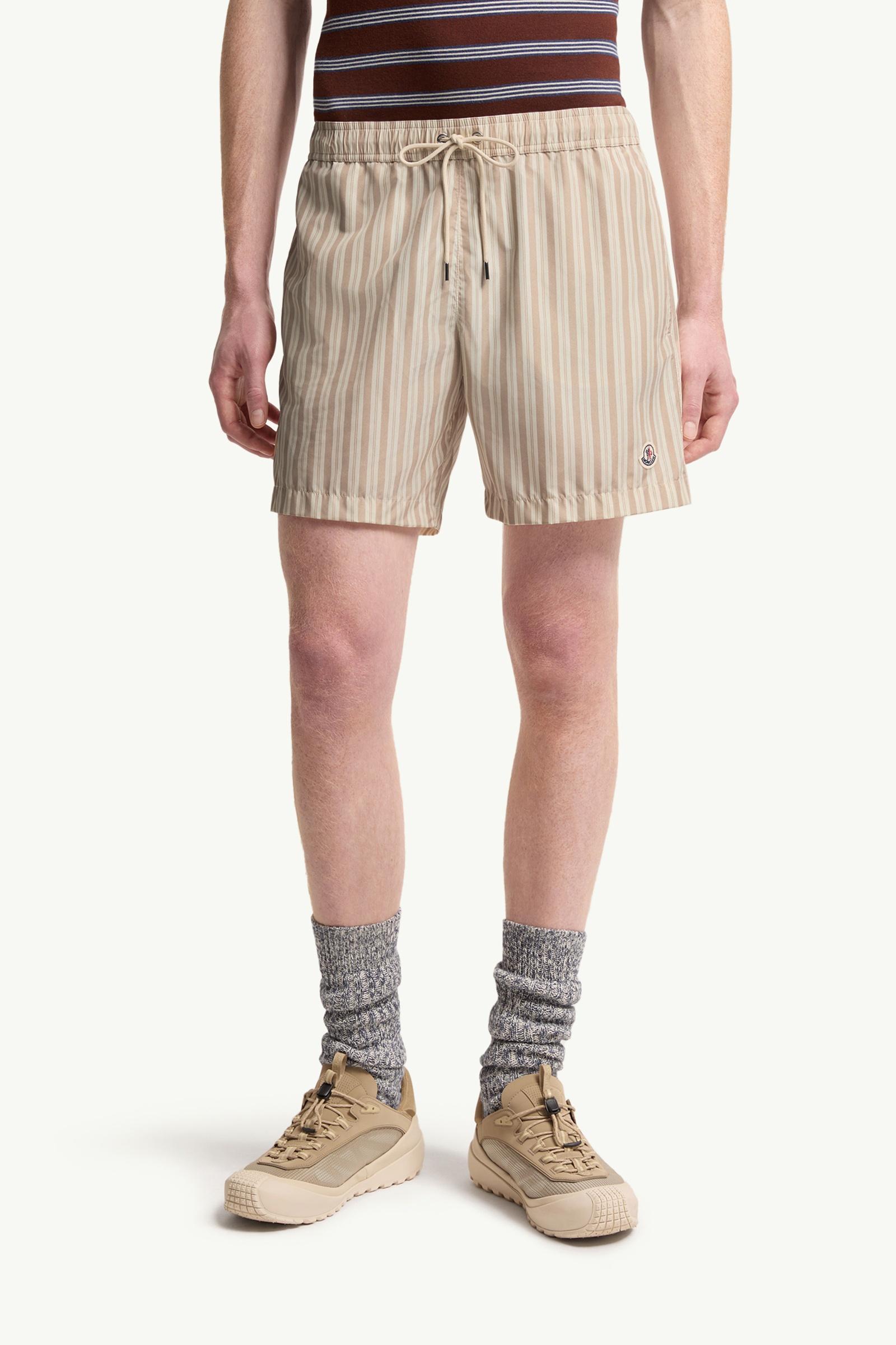 Moncler Striped Swim Shorts Light Beige Light Beige