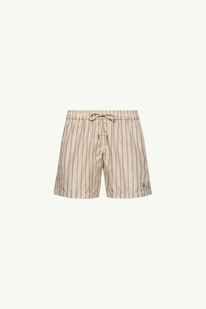 Moncler Striped Swim Shorts Light Beige Light Beige