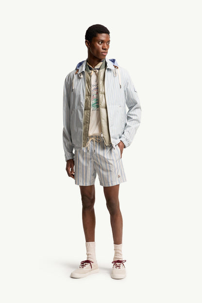 Moncler Striped Swim Shorts White & Blue White & Blue