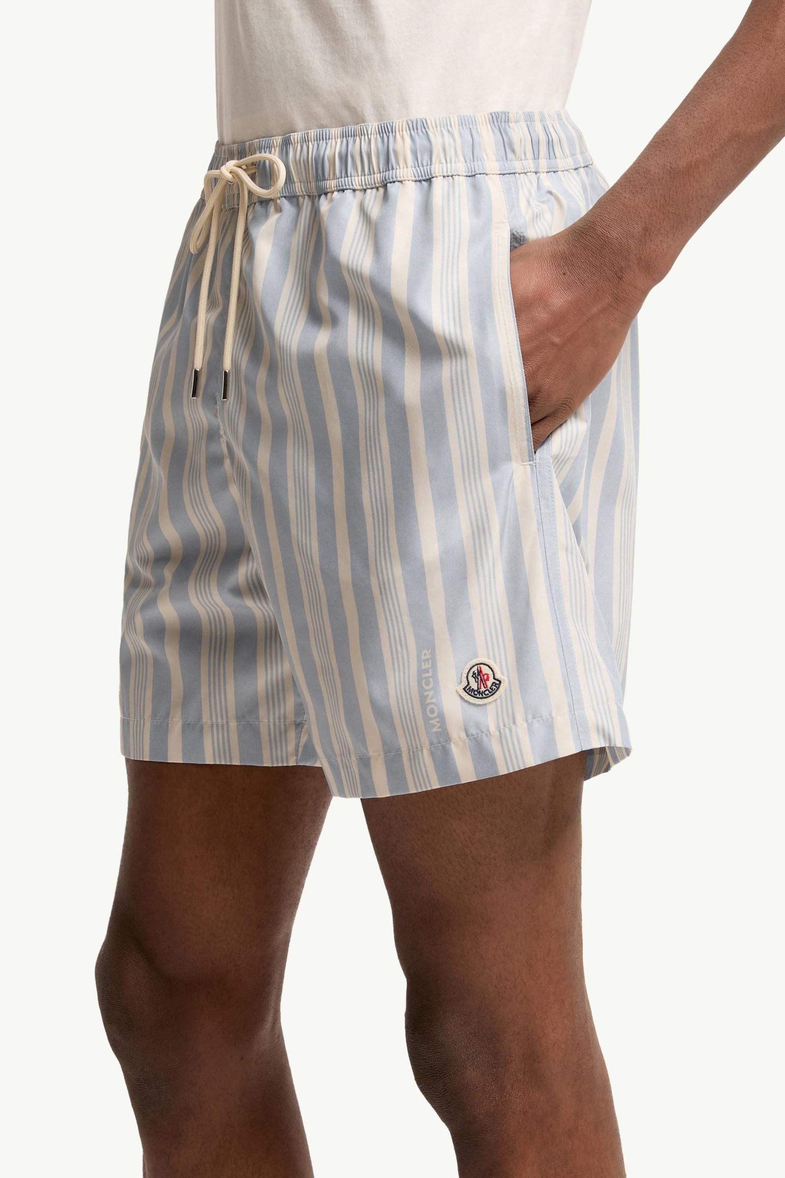 Moncler Striped Swim Shorts White & Blue White & Blue