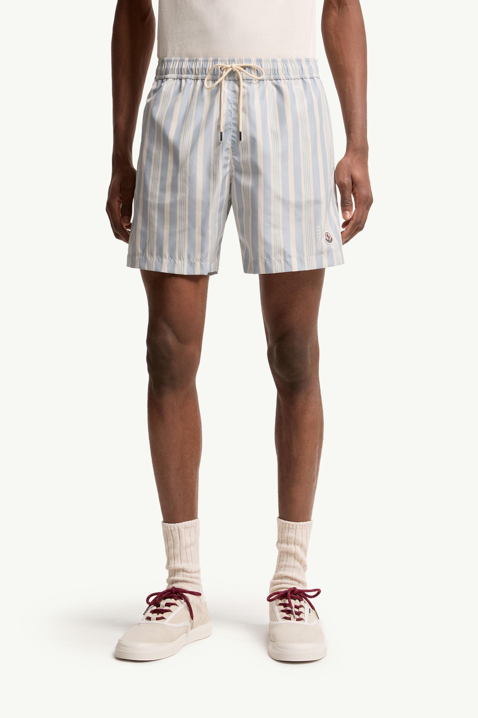 Moncler Striped Swim Shorts White & Blue White & Blue