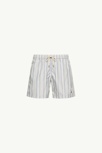 Moncler Striped Swim Shorts White & Blue White & Blue